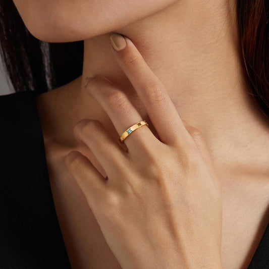 Birthstone Flower Ring