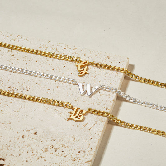 Curb Chain Initial Necklace