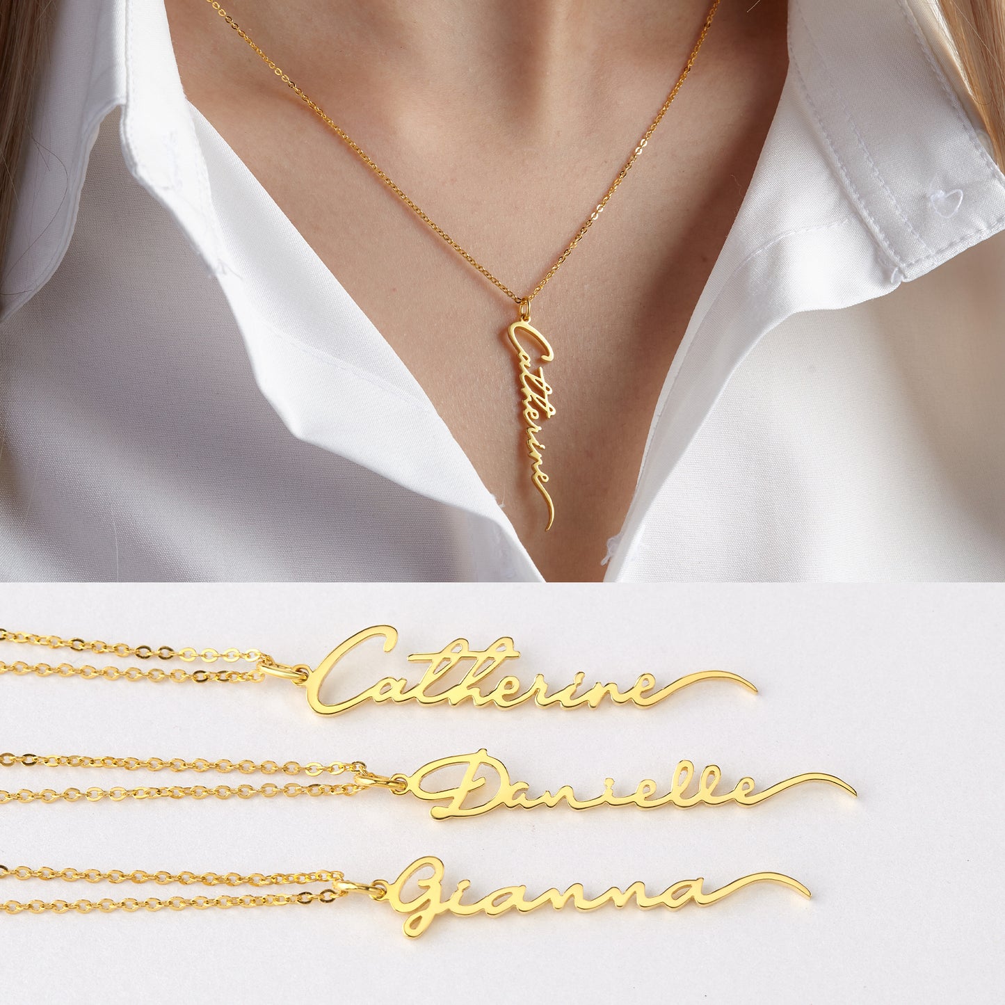 Single Nameplate Vertical Necklace
