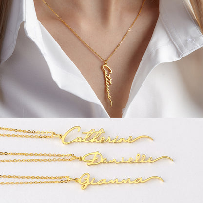 Single Nameplate Vertical Necklace