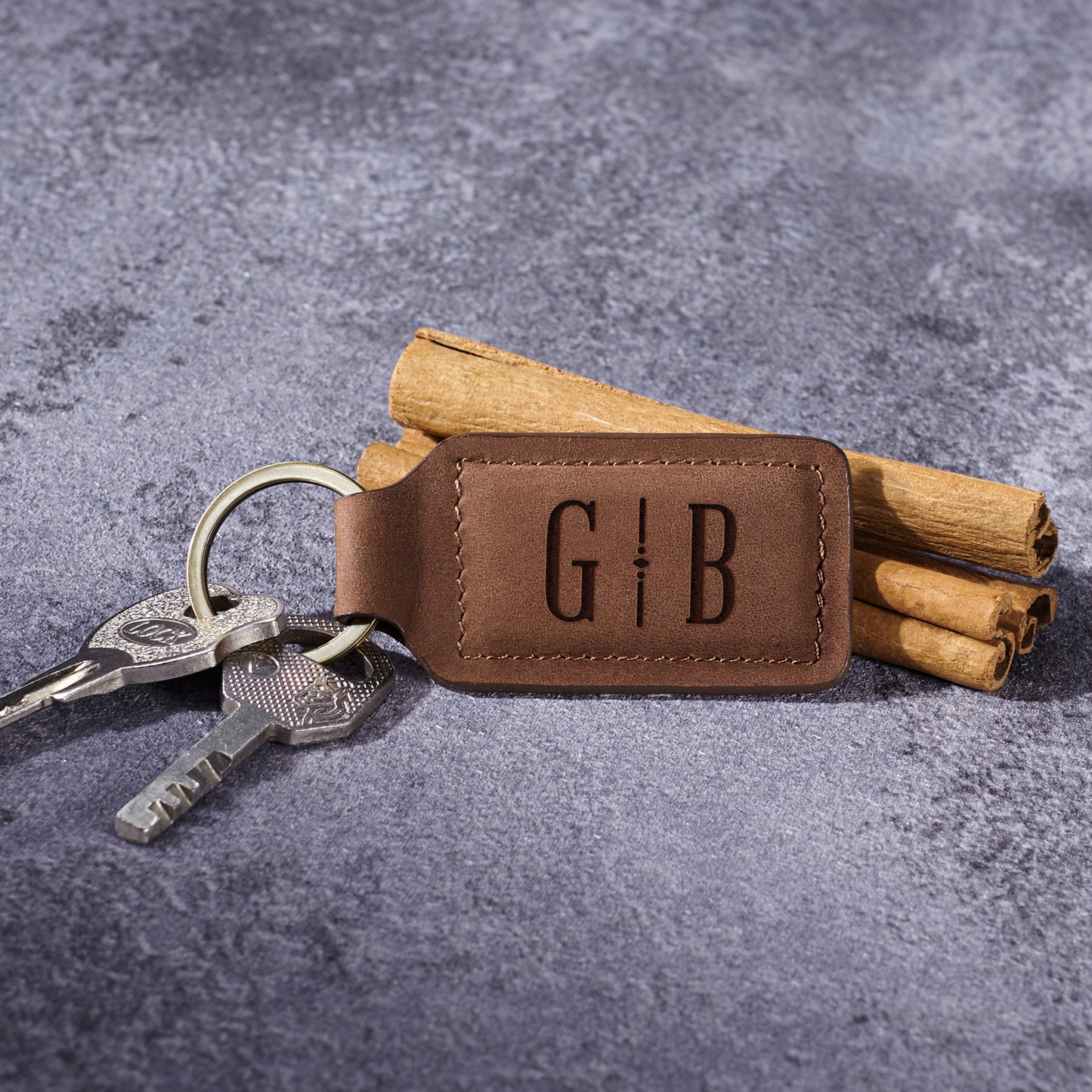 Monogram Leather Keychain