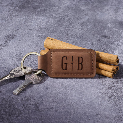 Monogram Leather Keychain