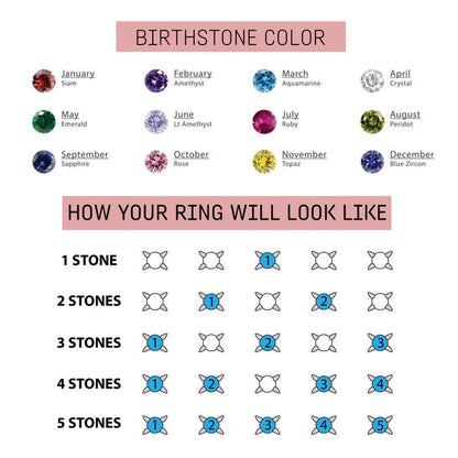 Birthstone Flower Ring