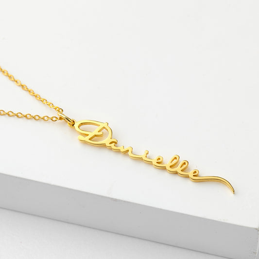Single Nameplate Vertical Necklace
