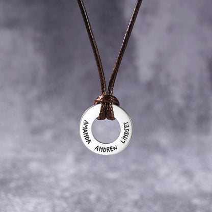 Leather Ring Necklace