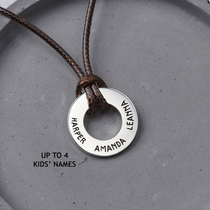 Leather Ring Necklace