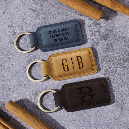 Monogram Leather Keychain