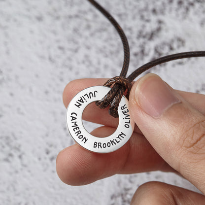 Leather Ring Necklace
