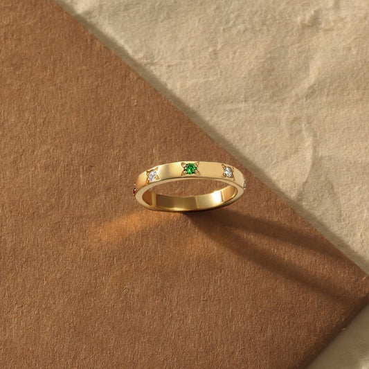 Birthstone Flower Ring