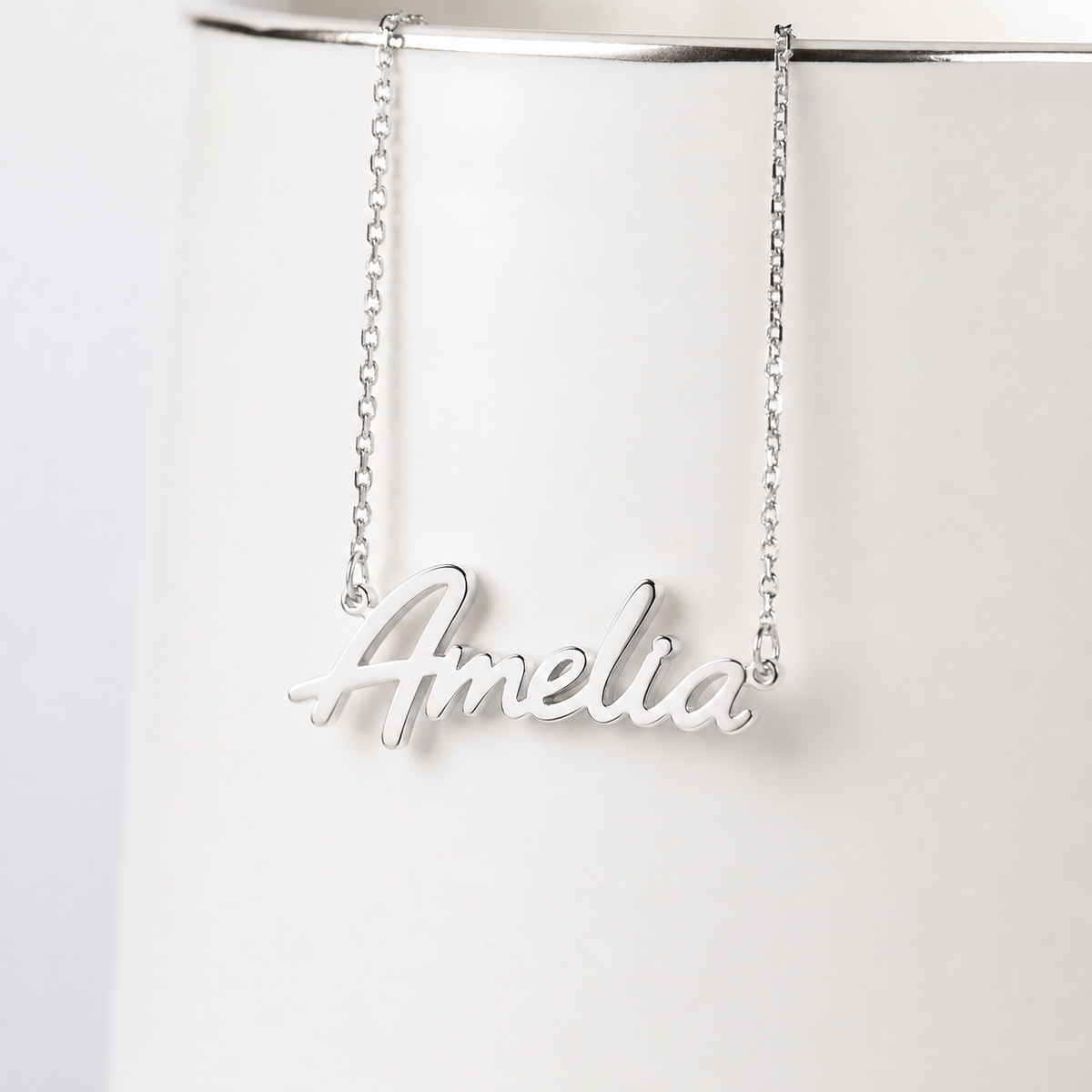 Colette Script Necklace in silver
