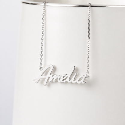 Colette Script Necklace in silver