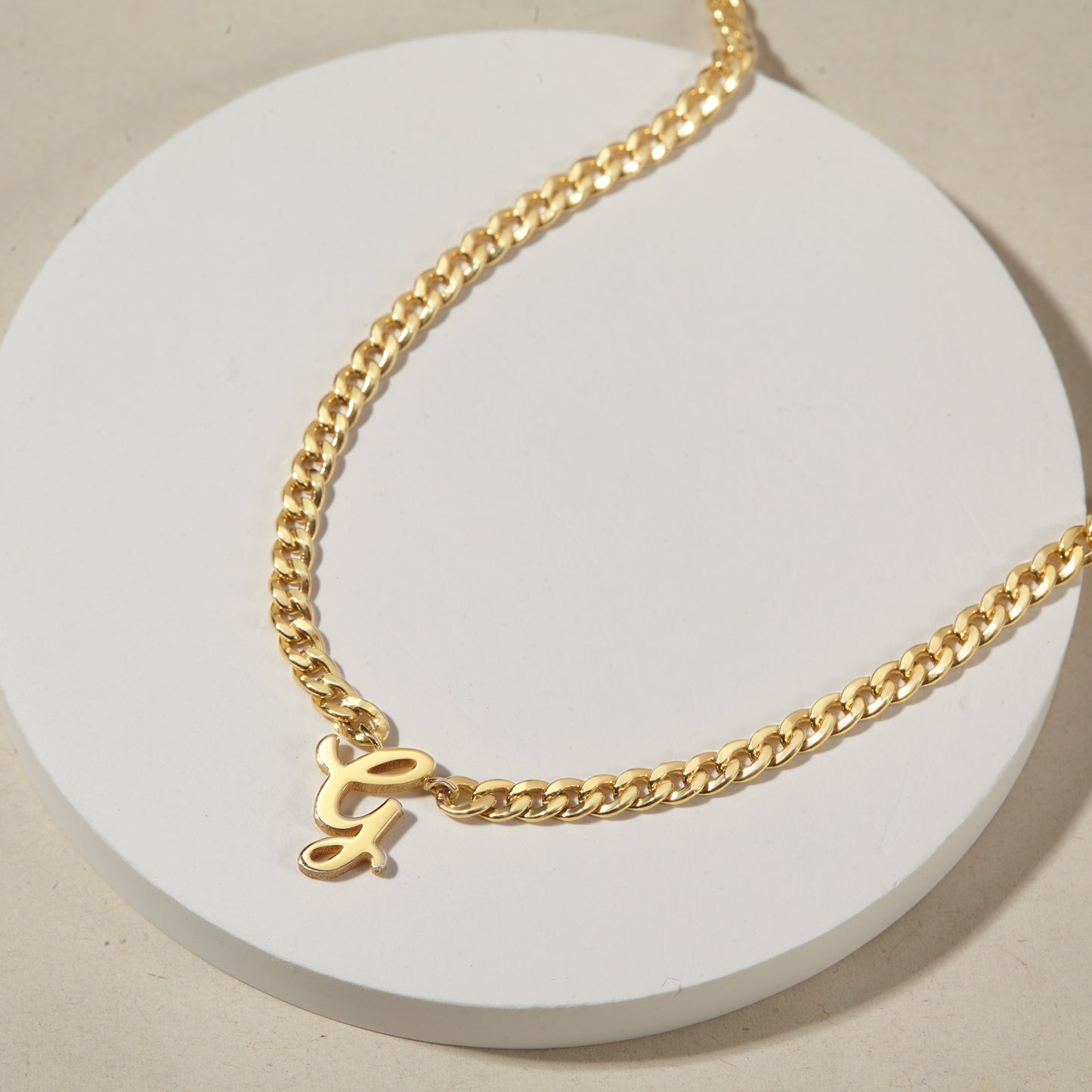 Curb Chain Initial Necklace