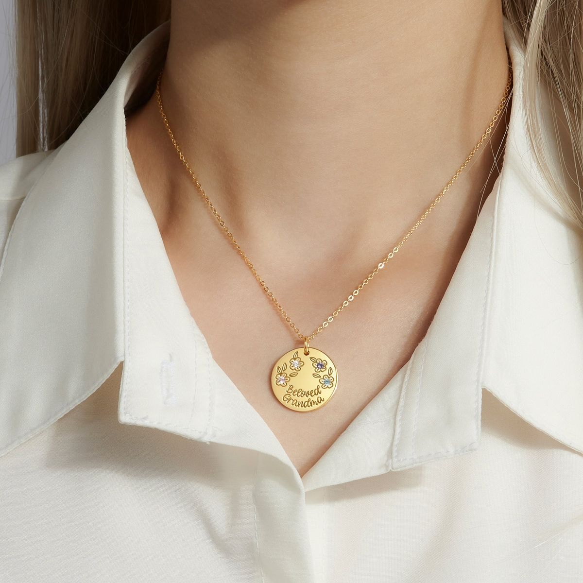 Thea Stone Plate Necklace, view 2